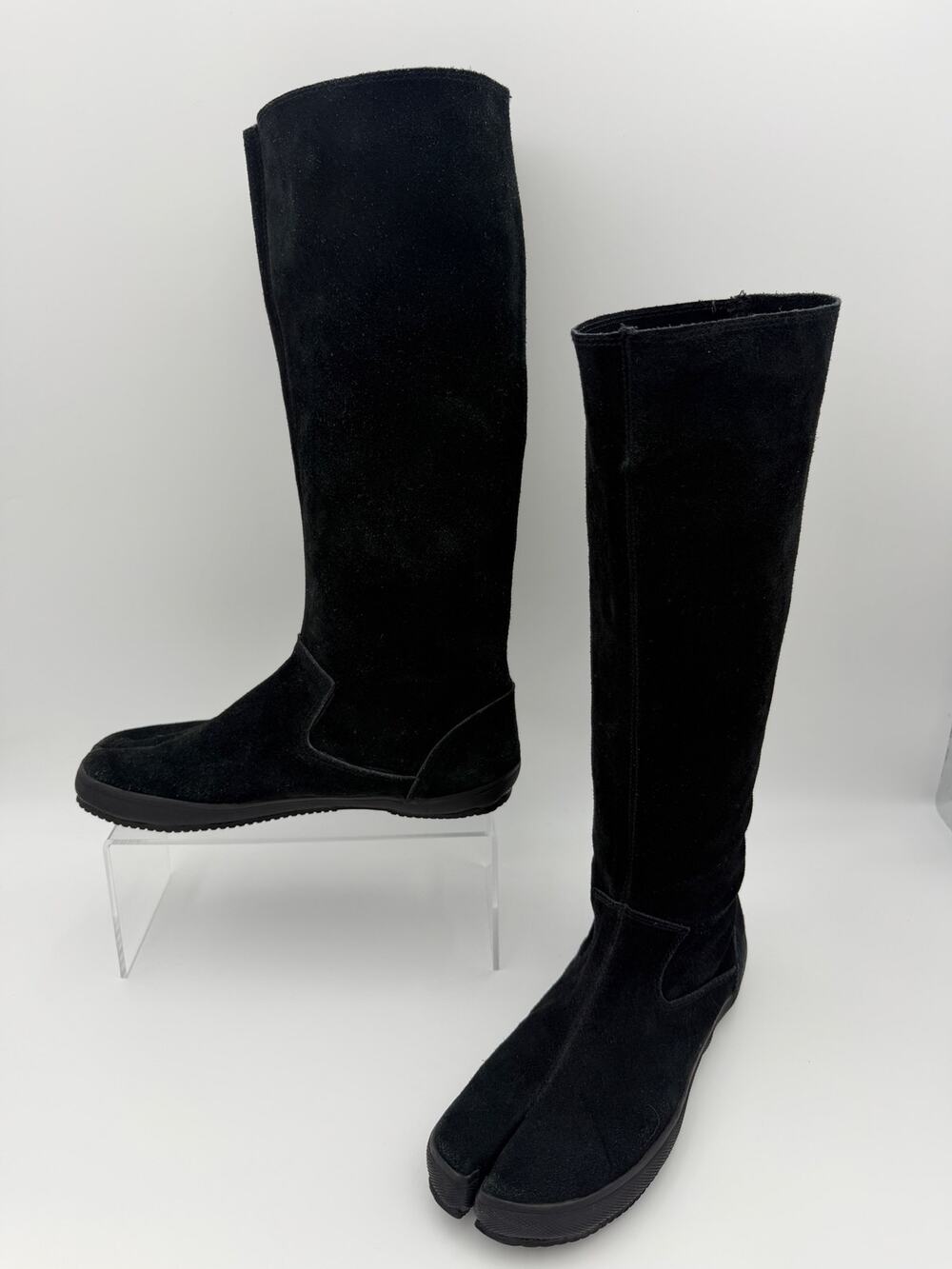 MM6 Maison Margiela Tabi Riding Boots Black Suede Size 9.5 Tall 32ZJ015